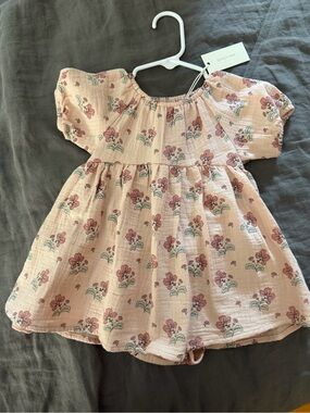 Quincy Mae Pink Floral Cotton Baby Dress